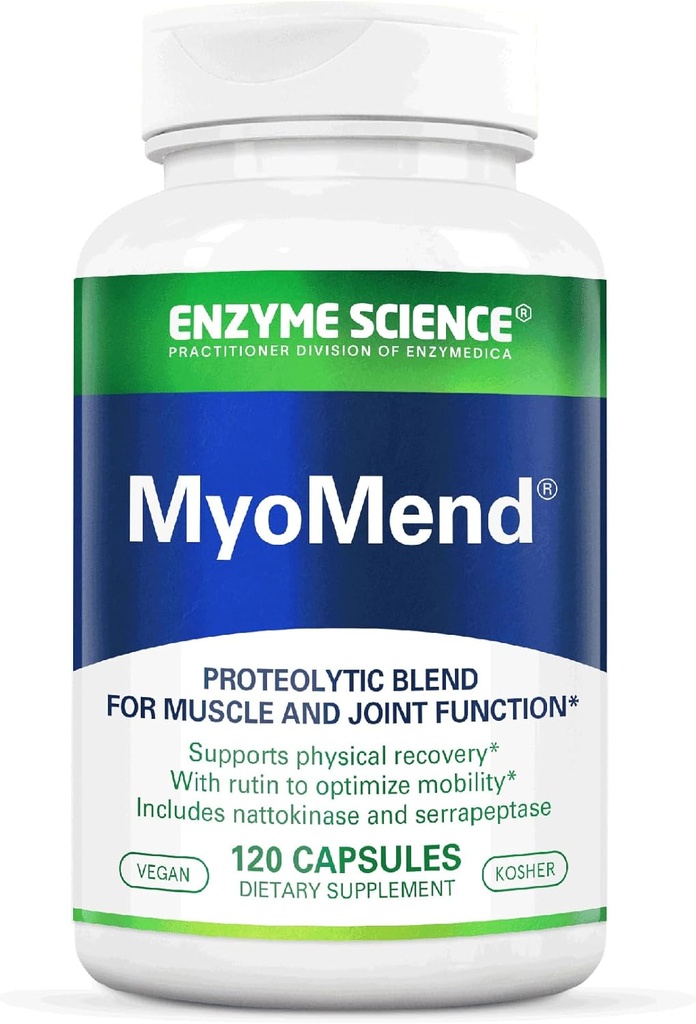 Enzyme Science Myomend - Joint Support Supplement - Formuleret med Bromelain, Rutin, Nattokinase og Serrapeptase - Enzyme Health Supplement - Vegan og Kosher - 120 kapsler