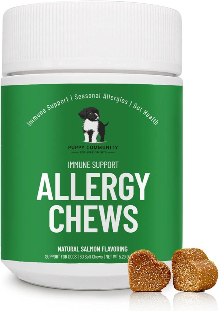 Allergi Relief Chews: Soothe Itchy Hunde med Immunitet - Hund Allergi Chews, Probiotika til hunde, Sæsonallergi, Hud og Coat Supplement - 60 Tasty Bides, Brown