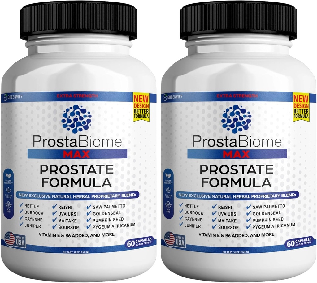 ProstaBiome Max Prostate Support Formel, Natural Herbal Blend med Saw Palmetto, 60 kapsler, 30- Day Supply (2)