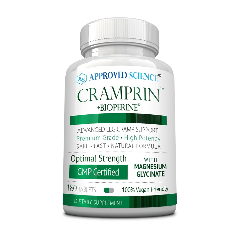 Godkendt Science Cramprin - Høj Absorption Magnesium, B-vitaminkompleks, BioPerine - 3 måneders forsyning - 180 kapsler - Vegan