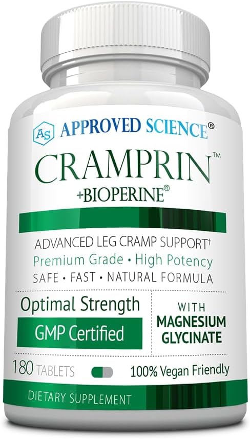 Godkendt Science Cramprin - Høj Absorption Magnesium, B-vitaminkompleks, BioPerine - 3 måneders forsyning - 180 kapsler - Vegan
