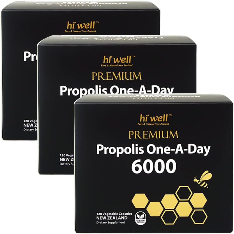 (Pakning med 3) Hi Well Premium Propolis One- A- dag 6000 Flavonoid 120mg 120Kapsler