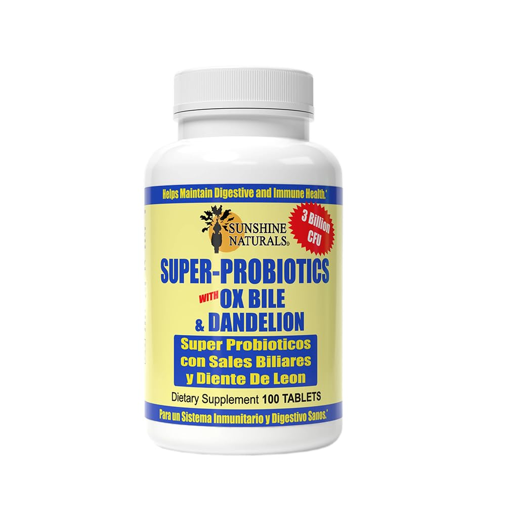 Sunshine Naturals Super Probiotics Supplement. Improves Digestion, Gut Health, Immune System Support, and Healthy Bowel Function. Promotes Healthy Flora. 100 Capsules.