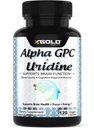 Alpha Gpc + Uridine 900mg - Kraftfuld Nootrope til Boost Focus, Hukommelse, Energi, Mood & Kognitiv ydeevne - 120 Vegetariske kapsler