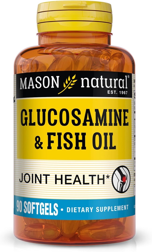 MASON NATURAL Glucosamin & Fish Oil Supplement med DHA & Omega 3 til Joint & Muscle Support, 1 Måned Supply Softgel Pills