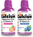 Bluebonnet Nutrition Flydende Calcium Citrat Magnesium Citrat, Vitamin D3- Bundle af blåbær Flavor og Jordbær Flavor, 2 Flaske med 16 Fl Oz Hver (32 Fl Oz i alt)