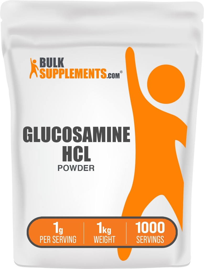 BulkSupplements.com Glucosamin HCl Powder - Glucosamin Supplement, Fælles Support Supplement - Gluten Free, 1g per Serving, 1kg (2.2 lbs) (Pack of 1)