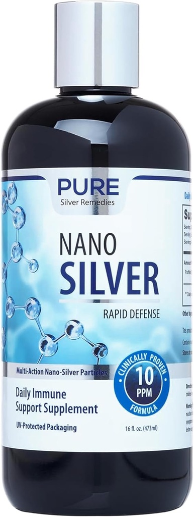 Pure Nano Sølv Spray 16oz Refill • 124; 10 PPM Daglig immunforsvar Supplement • 124; Nemt Absorberet Kolloid Nano Sølv Spray • 124; Probiotik- Friendly Silver Solution
