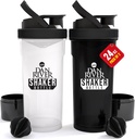 DAN RIVER 2- Pack Shaker Bottle ttesmå 124; 24oz Plastic Protein Shaker & Mixer ttesmå 124; Twist & Lock Design for Smoothies & Protein Mixes ttesmå 124; Holdbar, Leak- Proof, Let at rengøre 124; Clear & Black Shaker Flasker til Gym