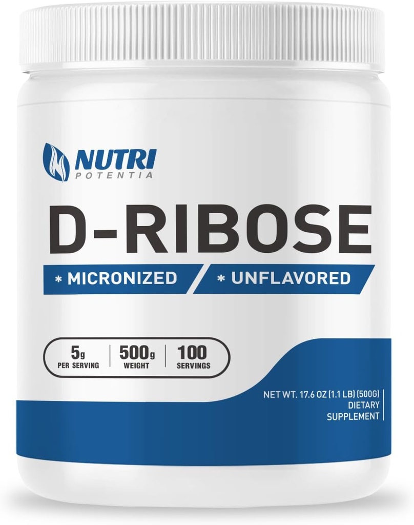 Pure D- Ribose Powder - Ribose Powder supplement, Understøtter energi - Unflavored - Gluten Free (500 Bedste - 1.1 Lbs)