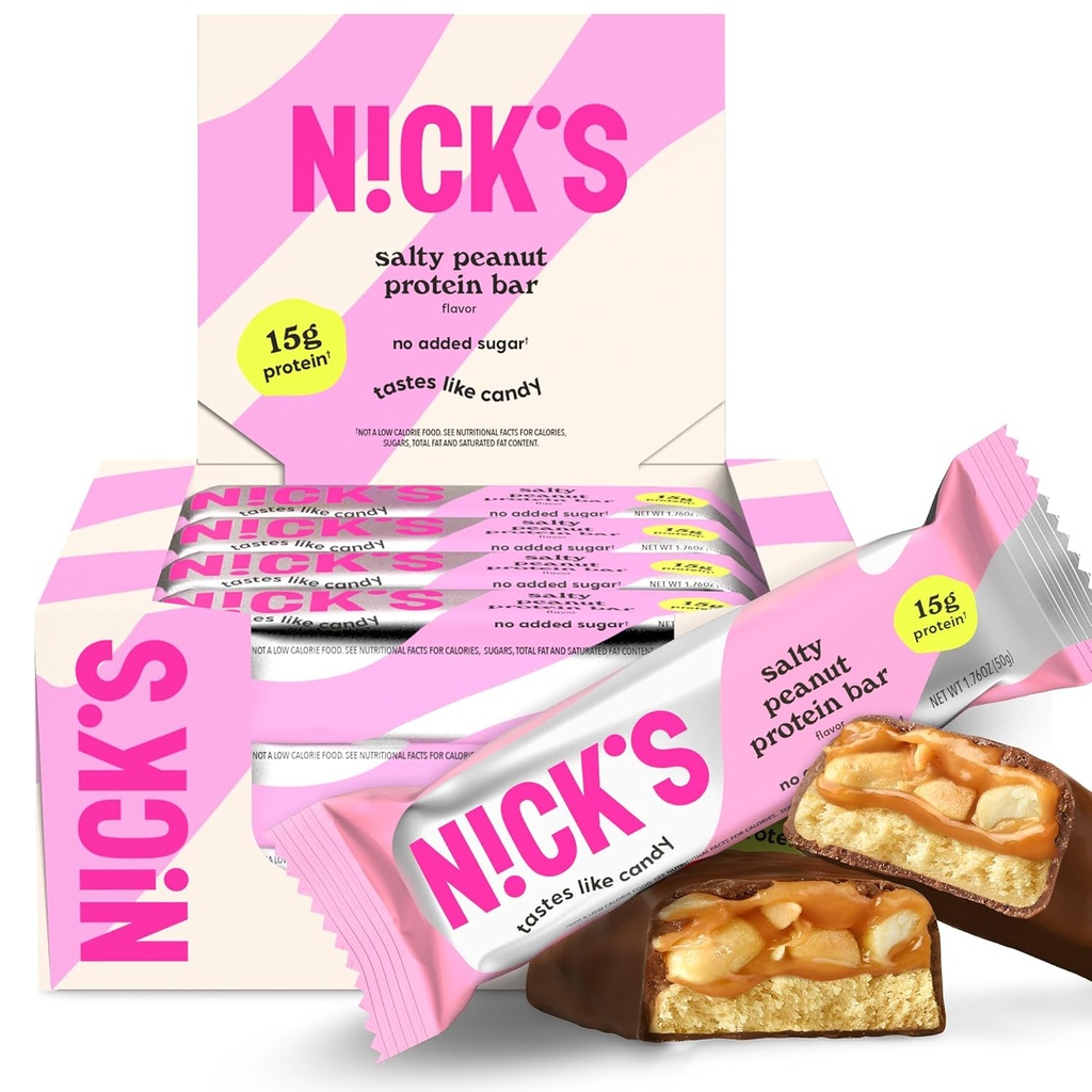 NICKS Protein Barer Chokolade Peanut Measures 124; 15g protein Measures 124; 200 kalorier Measures 124; Low Carb Keto Friendly Snacks No Added Sugar (Multipack 12 bar x 50g)