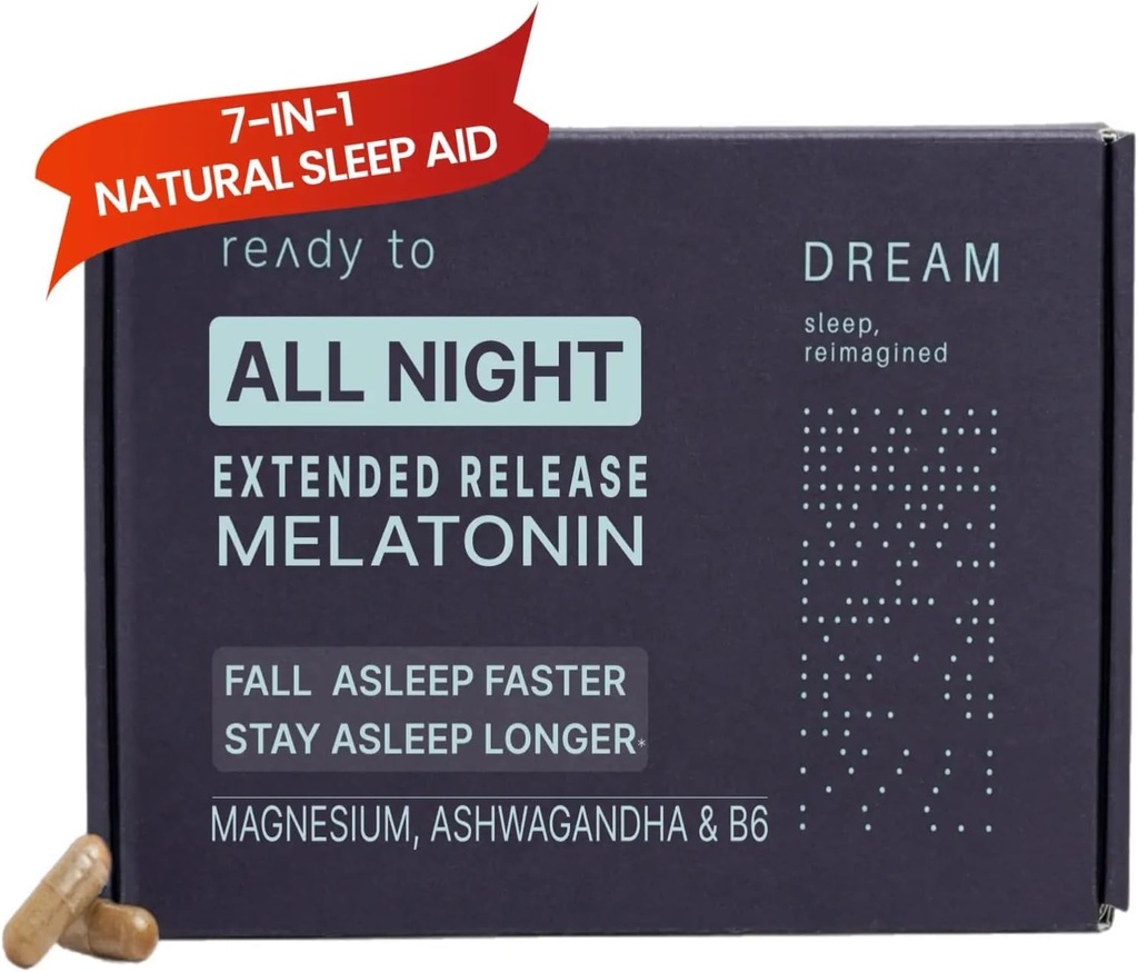 Drøm naturlig søvn støtte til voksne - søvn supplement med tidsfrigivelse Melatonin, Magnesium, Ashwagandha, B6 & kamille - ikke-Habit Danning søvn vitaminer - 60 kapsler 11 / 30 / 25 Udløbsdato