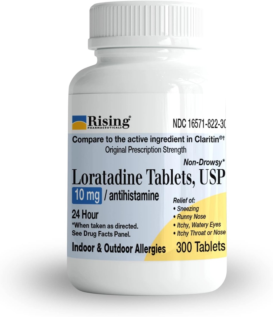 Rising Pharma Allergy Relief - Loratadine Tablets 10mg - Antihistamin, Allergy Relief Product - 300 Tabletter