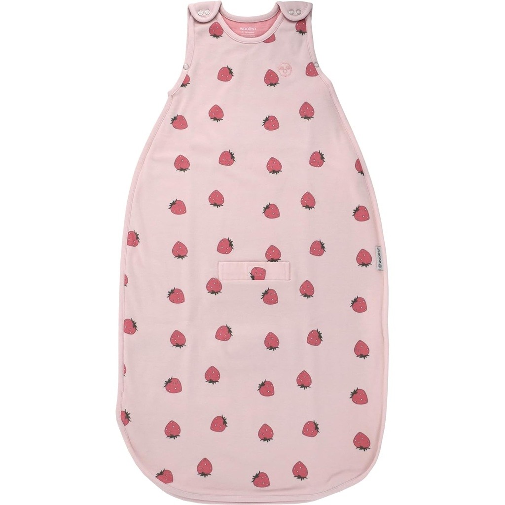 Woolino Merino uld og økologisk bomuld Ultimate Baby Sleep Sack - 4 Sæson Baby Wearable Blanket - Two-Way lynlås justerbar sovepose - Universal Størrelse (2-24 måneder) - Jordbær