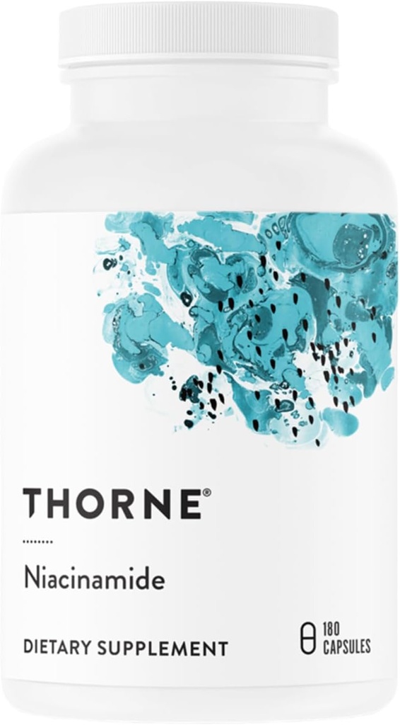 THORNE - Niacinamid - 500mg Niacin - Ikke-flushing form af vitamin B3 - Støtte fælles sundhed, hud sundhed og restaured søvn * - Glutenfri - 180 kapsler