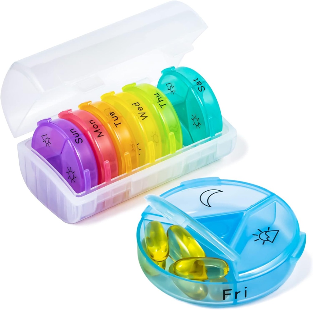 Ugentlig Pill Organizer, Chrxbei 3 gange en dag Pill Case Organizers 7 Dag, Thickened Travel Pill Box med 21 store afdelinger, BPA Gratis Medicin Organizer til at holde Vitamin, Kosttilskud, Fish Oils