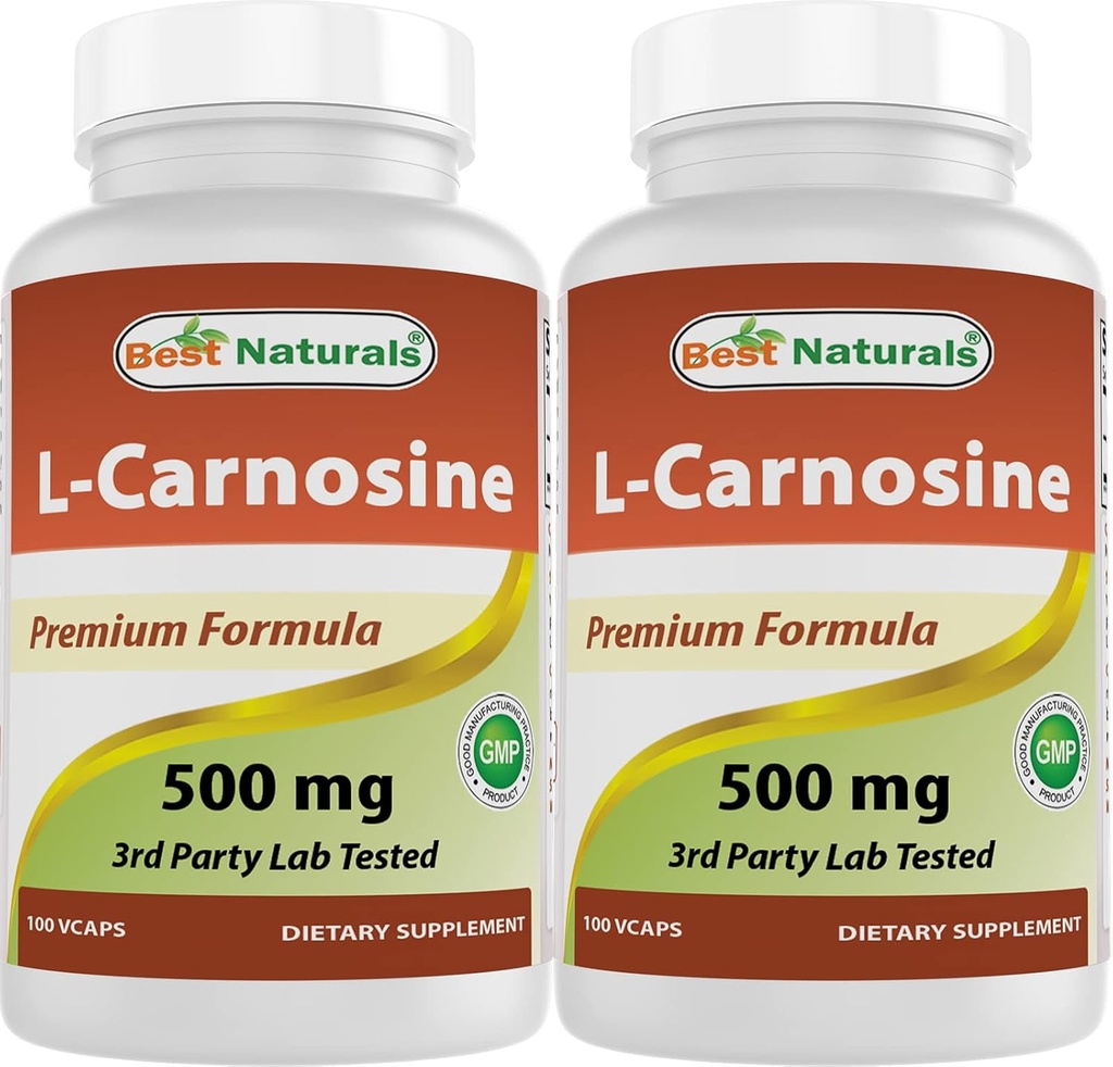 Bedste Naturals L- Carnosine 500 mg 100 Vcaps (100 Tæl (pakke med 2))