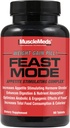 MuscleMeds Feast Mode Appetite Stimulant Weight Gain Pills Digestive Enzymes Safe and Effective 90 Caps, Unflavored, 90 Count