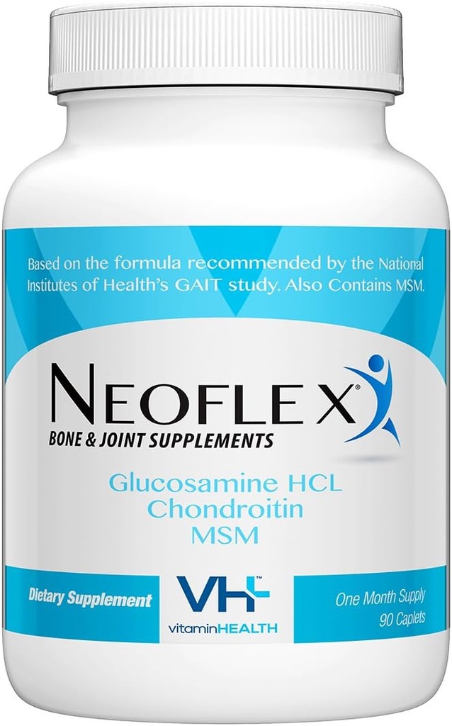 Neoflex Bone & fælles sundhedstillæg, MSM, Glucosamin, & Chondroitin Triple Strength Formel, 90 kapsler