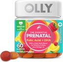 OLLY Prenatal Multivitamin Gummy, understøtter sund vækst og hjerne udvikling, Folinsyre, D-vitamin, Omega 3 DHA, Chewable Supplement, Citrus Berry Flavor, 30 dages forsyning - 60 Greve