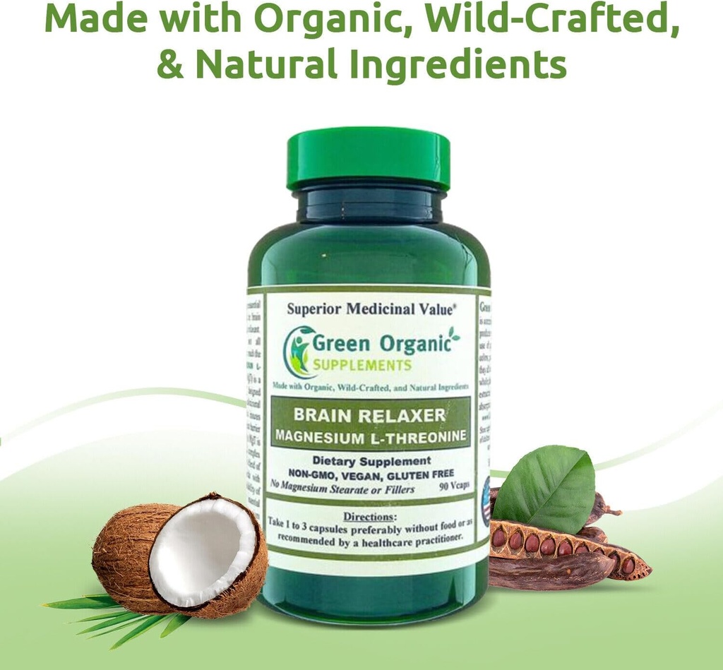 Grøn Organisk Kosttilskud Magnesium L- Threonin 90 VCs
