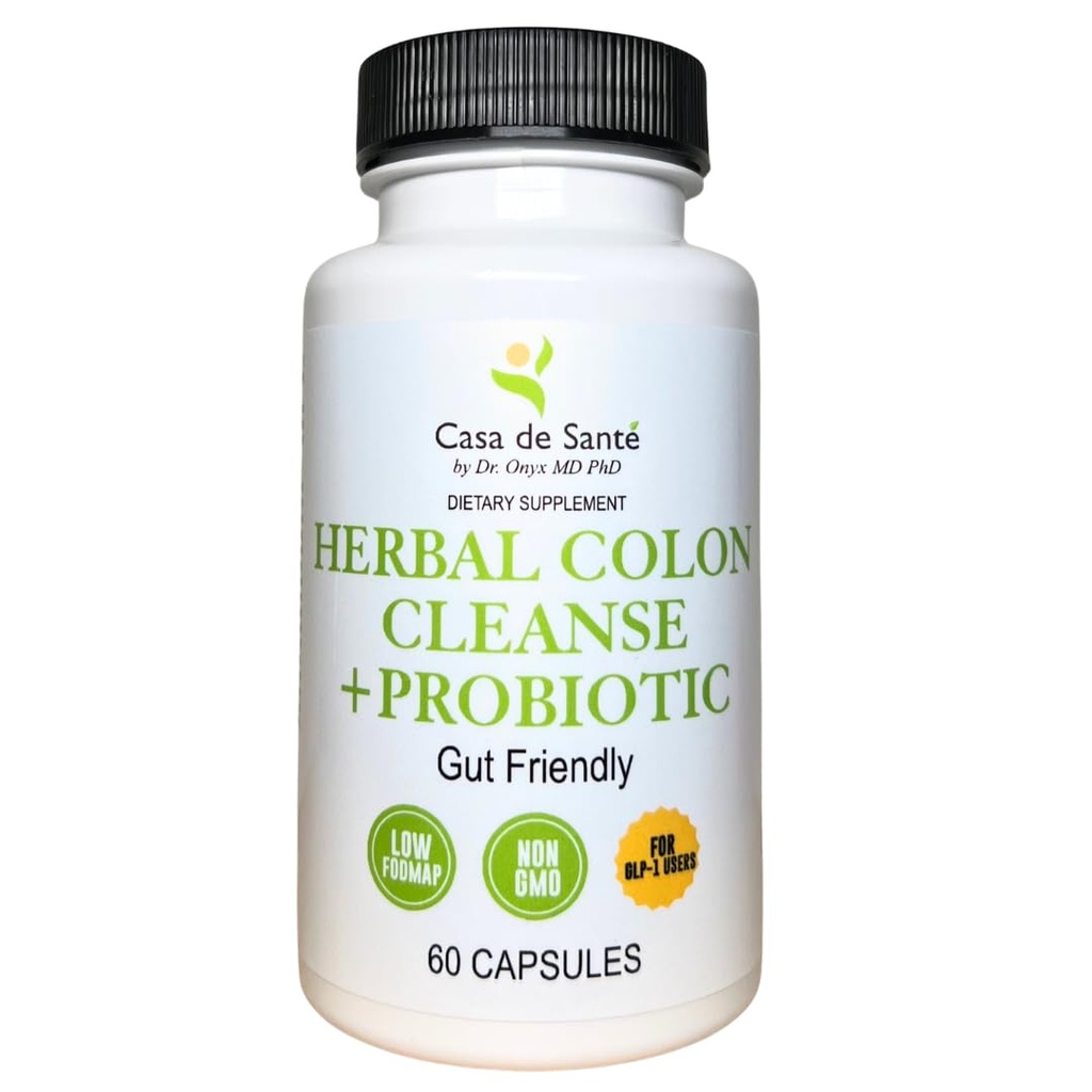 Casa de Sante Low FODMAP Herbal Laxative Capsules GLP1 Support Natural Gentle Laxative Pills to Cleanse Colon & Support fordøjelsessystem med Probiotika, Psyllium Husk, Senna Leaf & Cascara Sagrada