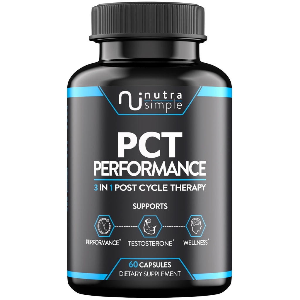 PCT supplement til mænd, 3- in-1 Post Cycle Support & Natural Booster med østrogen Blocker, Lever Support Formel, Lavet i USA, med Fenugreek, Chrysin, Tongkat Ali, Milk Thistle - 60 kapsler