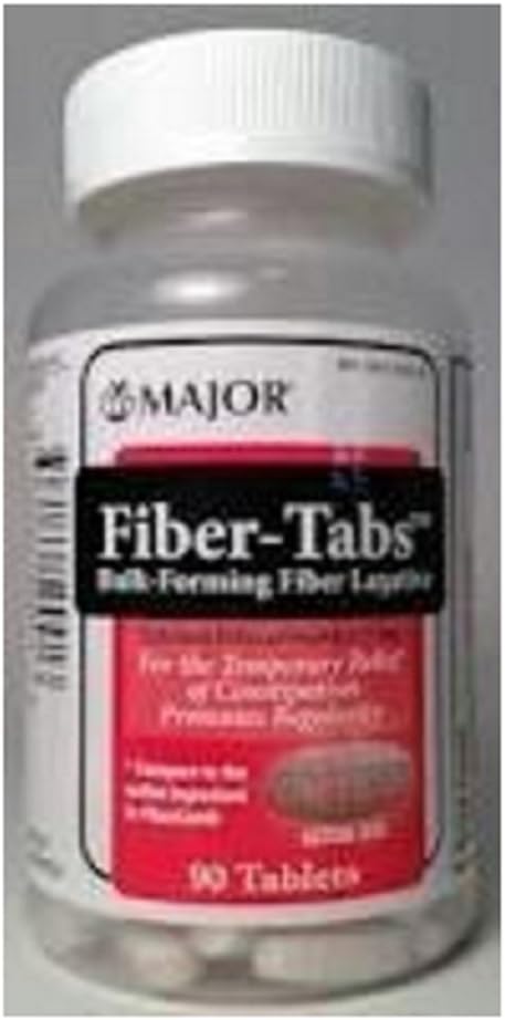 MAJOR Fiber- Tabs Tablets 500 Mg - Fibertabletter til kvinder og mænd - Lejlighedsvis Forstoppelse Relief til voksne - 90 Tablets - Pakning med 6 stk.