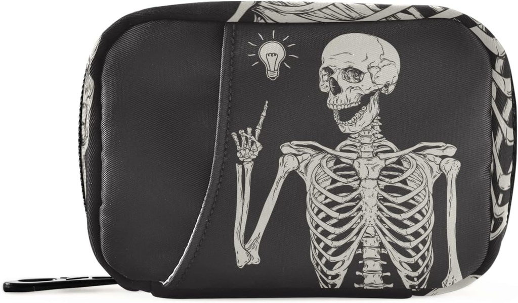 Human Skelet Pill Box 7 Dag Pill sag Rejse Pill Organizer Bag med lynlås Portable ugentlige sag Kompakt størrelse for vitamin supplement Holder