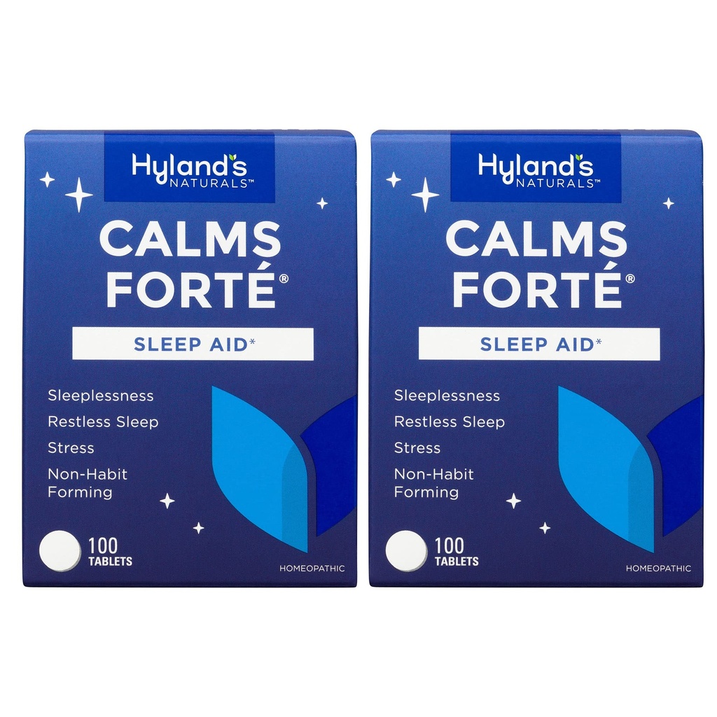 Hyland 's Calms Forte' Sleep Aid Tablets, Natural Relief of Nervøs Tension and Occasional Sleeplesness, 100 Greve (Pack of 2)