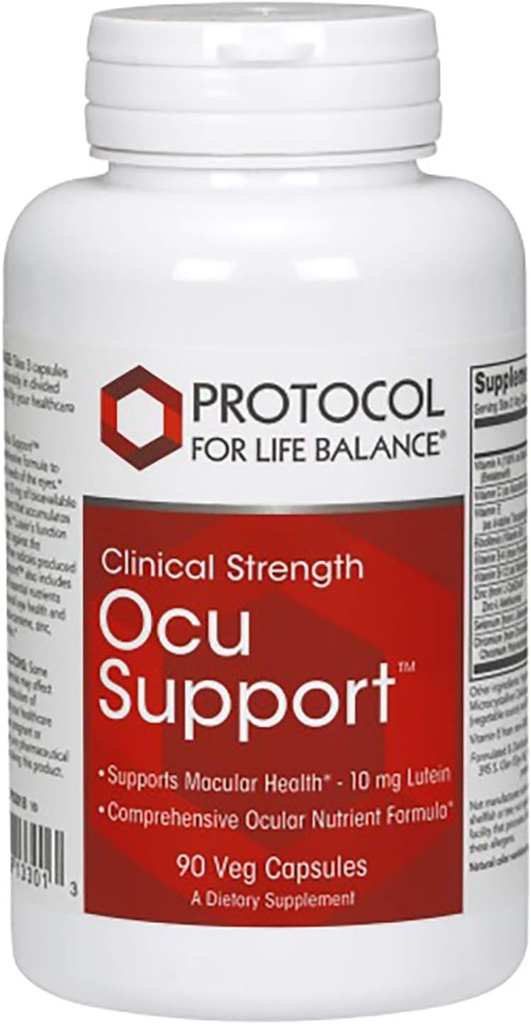 Protocol for Life Balance - Ocu Support ™ (Clinical Strength) - Omfattende formel med Lutein til at understøtte Macular Health & Samlet øjenfunktion - 90 kapsler