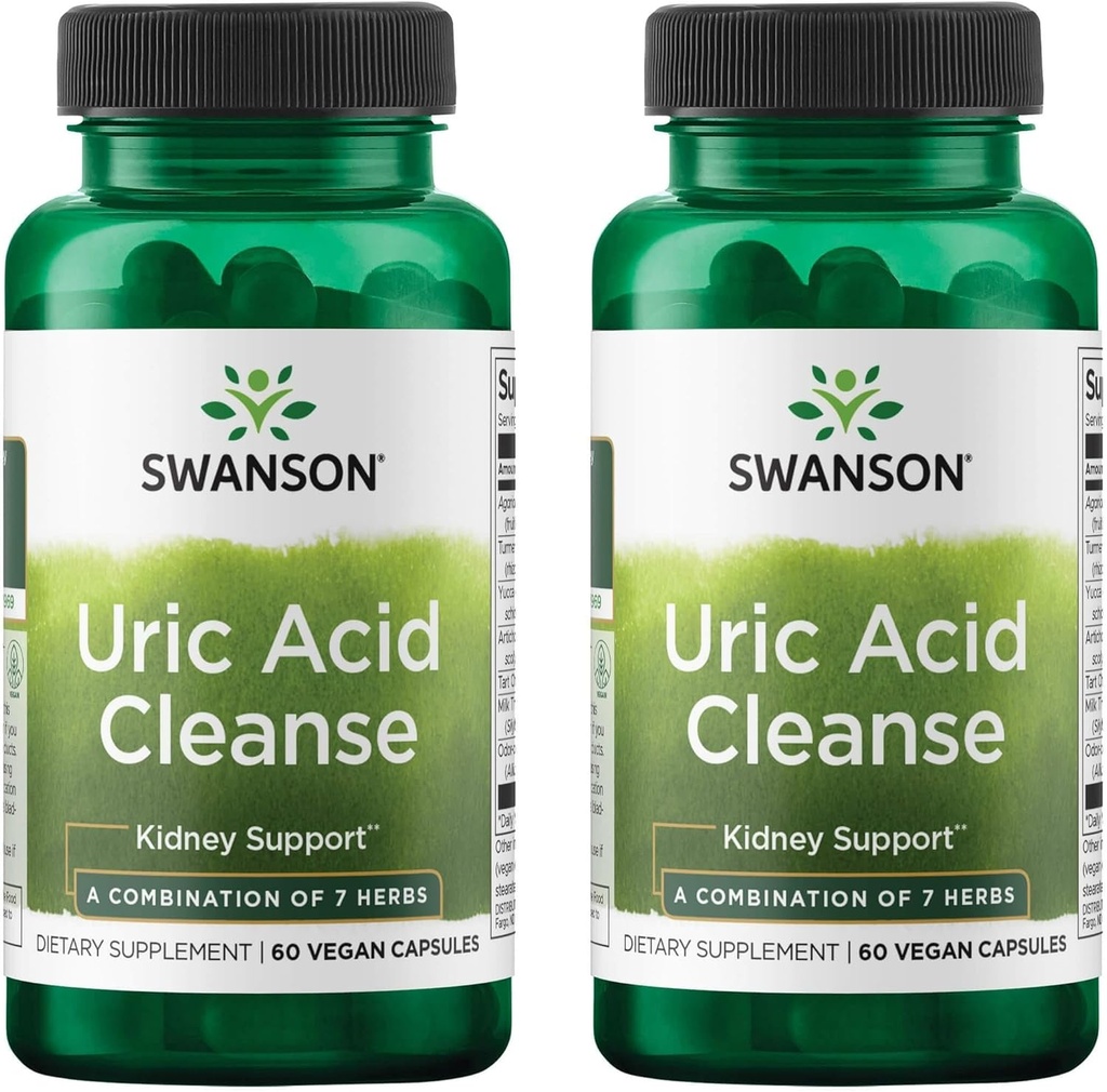 Swanson Uric Acid Cleanse - Natural Supplement Fremme Nyrestøtte - har en kraftfuld kombination af 7 urter - (60 Veggie kapsler) 2 Pack