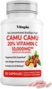 Organic Camu Camu Extract 20% C-vitamin kapsler - immun, Collagen, Metabolisme Support - 120 Veggie kapsler - Ikke GMO, Gluten Free, Vegan Supplement