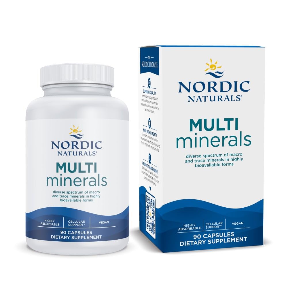 Nordic Naturals Multi Minerals, Unflavored - 90 Capsules - 11 Essential Minerals - Optimal Health & Wellness - Certified Vegan - Non- GMO - 30 Servering
