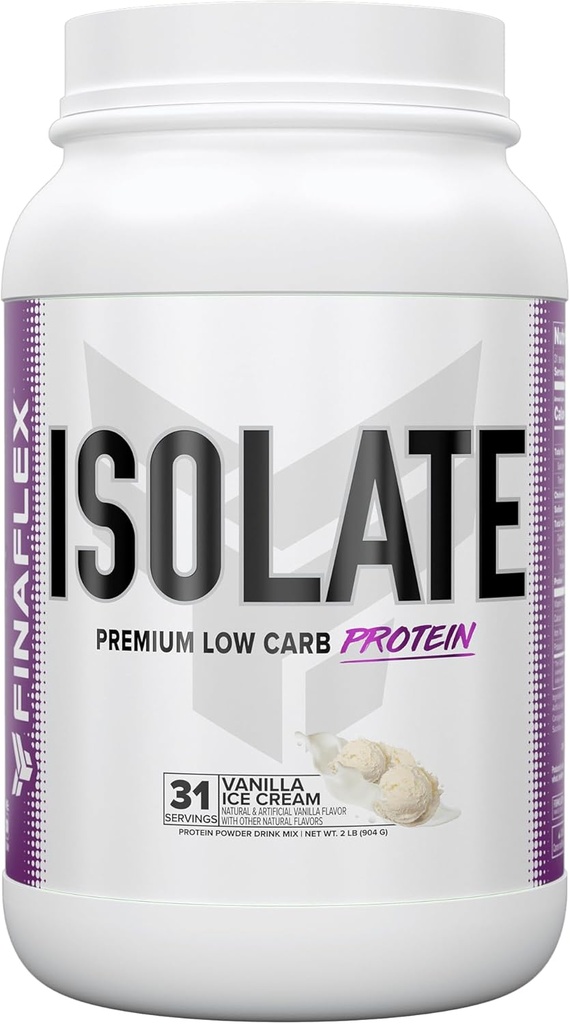 FINAFLEX Isolat, Vanilla Ice Cream - 2 LB - 25 Bedste af Iso Protein Per Servering - Milkshake- Like Taste - Zero Sugar, Zero Fat & Gluten Free - 31 Servere