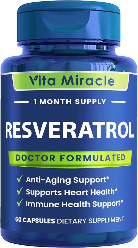 Resveratrol Supplement 1200mg høj potens - Organic Trans Resveratrol med forbedret absorption for cellular og kognitiv sundhed kosttilskud - ikke GMO Sammenlign 1200 mg til andre 500 mg eller 1000 mg