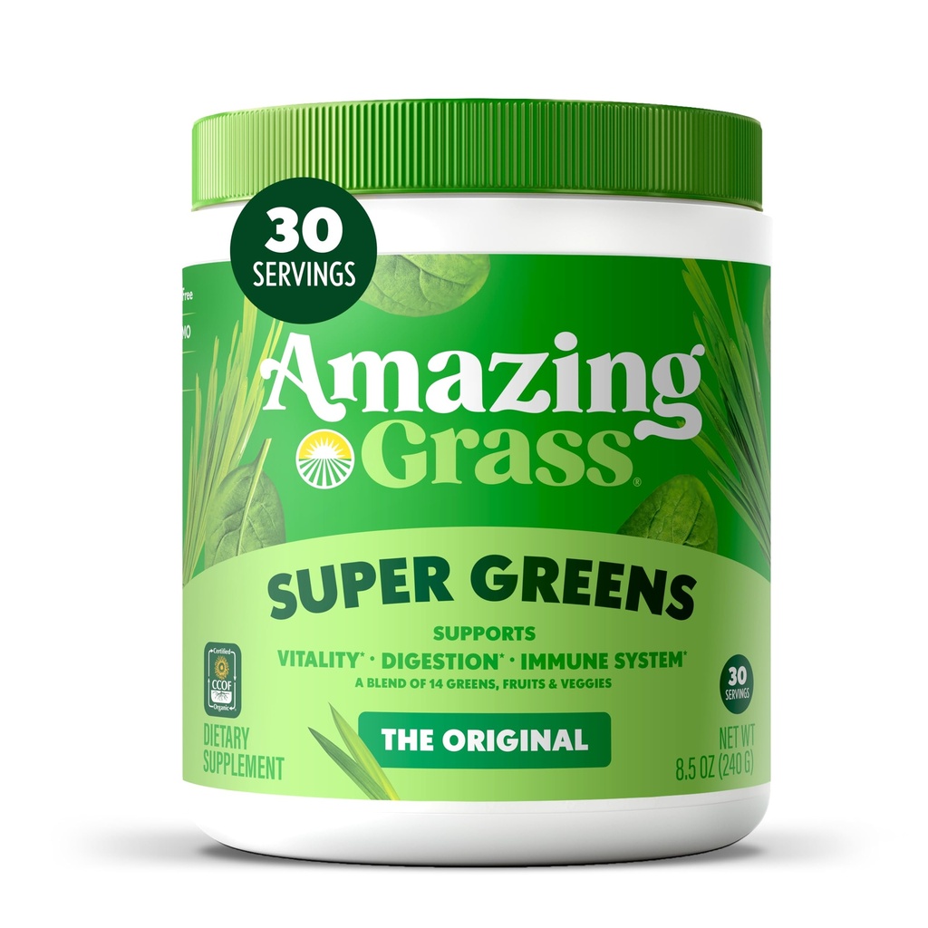 Amazing Grass Green Blend Superfood: Grønne pulver mix for energi, med Organic Spirulina, Chlorella, Beet Root Powder, fordøjelige enzymer & probiotika, Original, 30 Servere (Packaging May Vary)