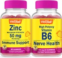 WellYe Zink + høj potens Vitamin B6, Gummies Bundle - Great Tasting, Vitamin supplement, Gluten fri, GMO fri, Chewable Gummy