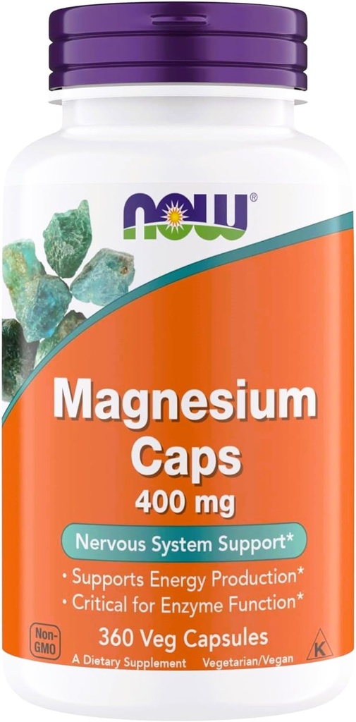Nu Kosttilskud Magnesium 400mg - Enzyme funktion *, Nervesystemet Support * - Magnesium supplement til mænd og kvinder, 360 Veg kapsler, Kosher, Vegan, Gluten- Free Magnesium kosttilskud
