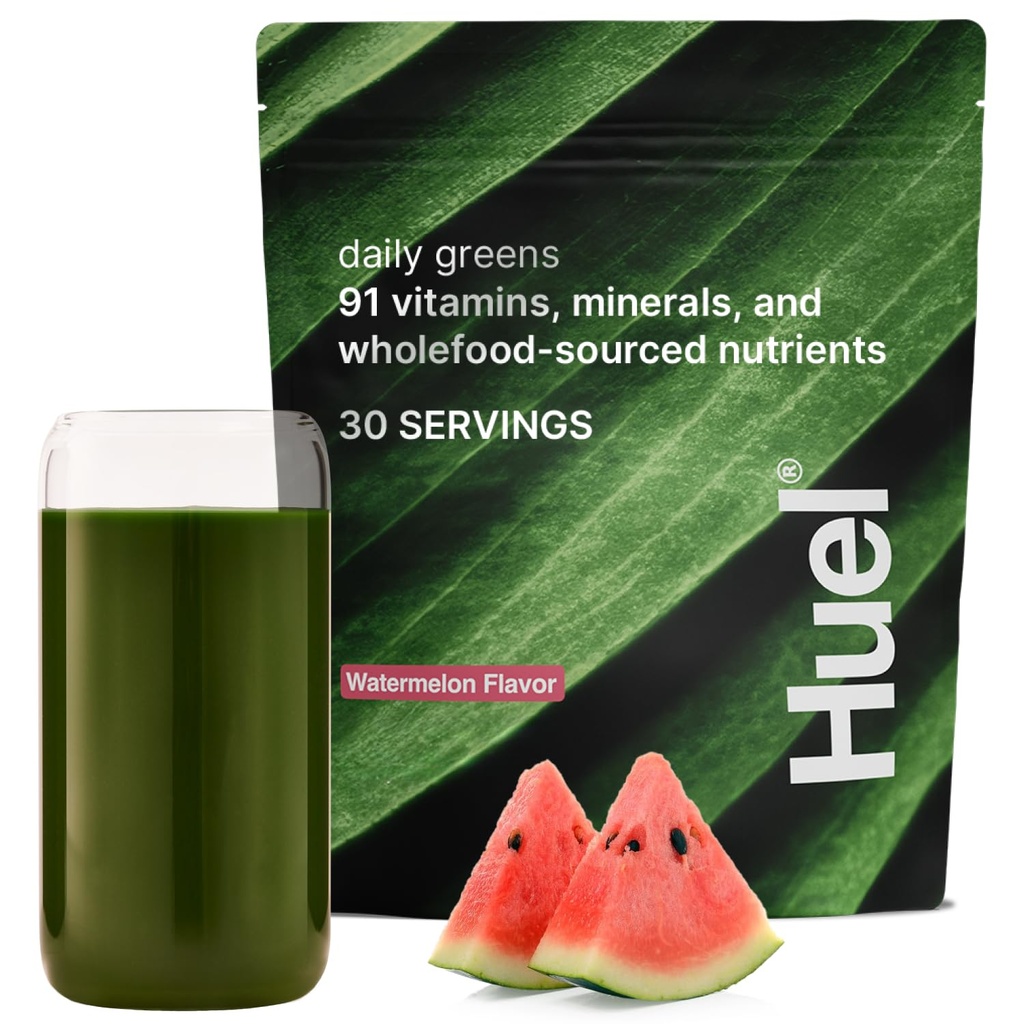 Huel Daily Green Watermelon Mest124; Superfood Green Powder Mest124; 91 Vitamin, Mineraler, og Wholefood- Sourced Ingredienser Mest124; Adaptogens, Antioxidanter, Gut- Friendly Probiotika Mest124; 30 Servering