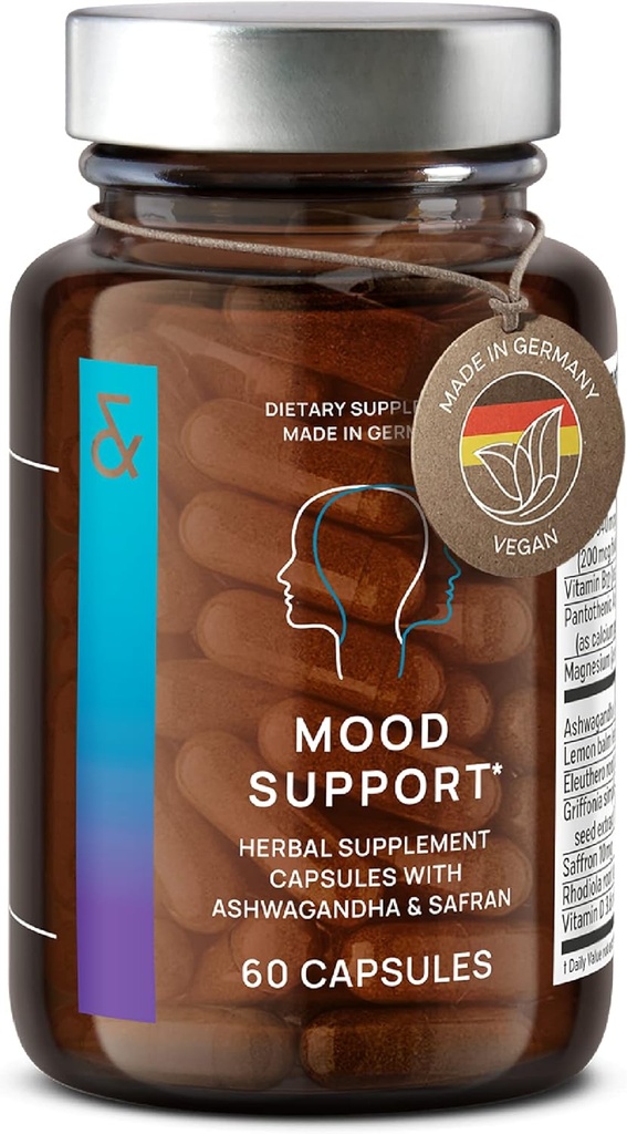 CLAV Mood Support - med Ashwagandha + Safran Extract + 5-HTP Griffonia + Siberian Ginseng + Rhodiola rosea - 60 kapsler