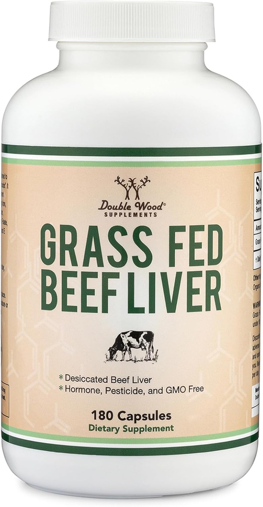 Beef Liver Capsules (1,000mg of Grass Fed, Desiccated Beef Liver per Serving, 180 Capsules, 3 Month Supply) Supplement for Digestion, Immune Health, Energy, and Wellness by Double Wood