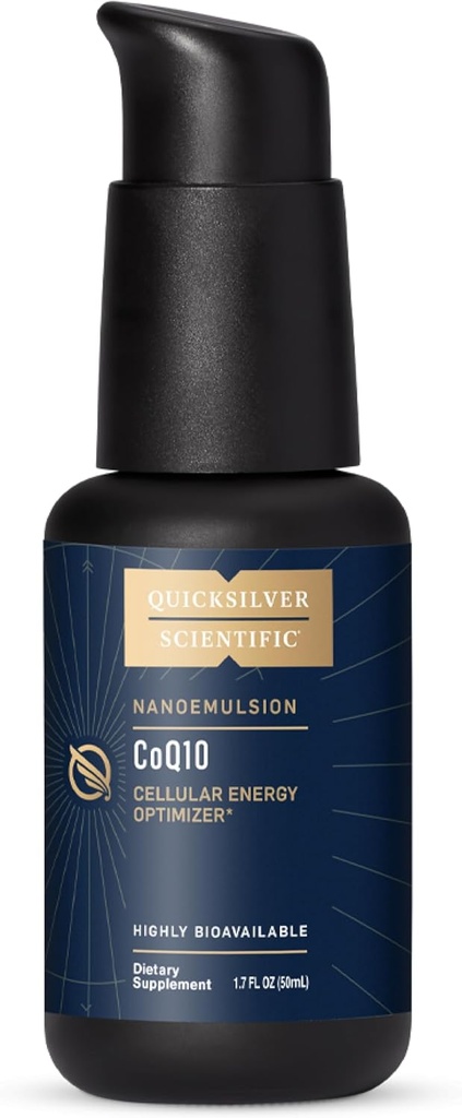 Quicksilver Scientific CoQ10 Nanoemulsion - Liposomal Coenzym Q10 Cardiovaskulær Support & Cellular Energy Supplement - Hurtig Absorbing Liquid CoQ10 (1.7oz / 50ml)