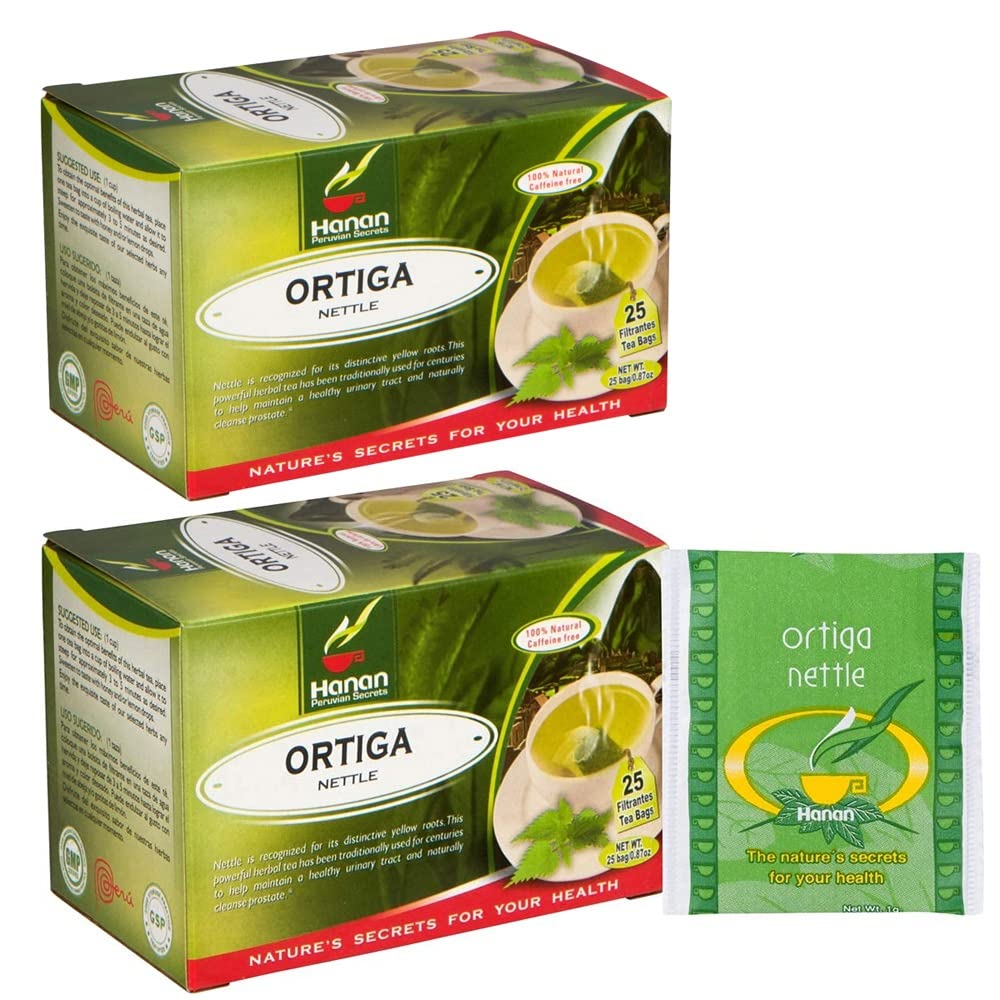 Hanan Nettle Herbal Tea 50 Teabags - Pack of 2 Boxes with 25 Tea Bags Each of Stinging Nettle Root and Leaf from Peru