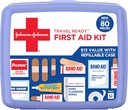 BAND- Aid Brand Travel Ready Portable Emergency Førstehjælp Kit til Mindre Sårpleje, Perfekt til hjemmet, Bil, Rejser, Camping Essentials & Udendørs Emergency Kit, 80 stykker