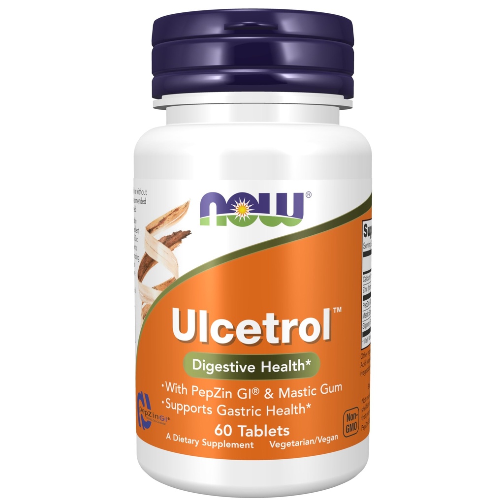 Now Foods Supplements Ulcetrol ™, fordøjelsessundhed *, Med PepZin GI ® & Mastisk Gum, understøtter Gastrisk Sundhed *, 60 tabletter