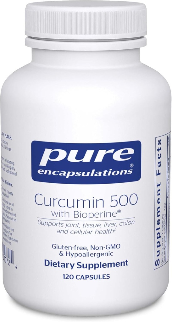 Pure indkapslinger Curcumin 500 med Bioperine - Antioxidant supplement til støtte Joints, Væv, Lever, kolon og cellulær sundhed * - med gurkemeje & Bioperine - 120 kapsler