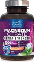 Magnesium Citrate Capsules 1000mg - Max Absorption Magnesium Powder for Muscle, Nerve, Knogler og Heart Health Support, High Absorption Citrate Complex, Gluten Free, Non- GMO - 120 Capsules