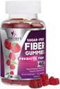 Prebiotic Fiber Gummies 4g - Sugar Free Gummy Fiber Supplement for Voksens fordøjelsesmæssige sundhed & regularitet support - Natural Raspberry Flavor, Plant Based Blend, Non- GMO & Gluten Free - 60 Gummies