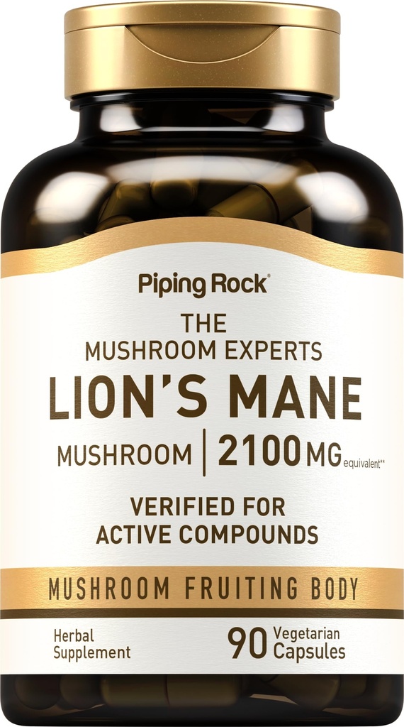 Piping Rock Lions Mane Supplement Kapsler: 124; 2100mg